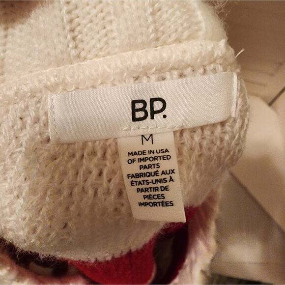 BP NORDSTROM OVERSIZED FLUFFY WHITE/RED STRIPED SWEATER SIZE MED OVERSIZED - Picture 6 of 8
